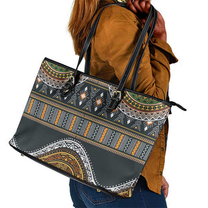 Afro Ethnic Native Pattern Leather Tote Bag