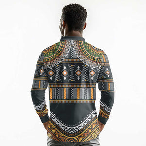 Afro Ethnic Native Pattern Long Sleeve Polo Shirt