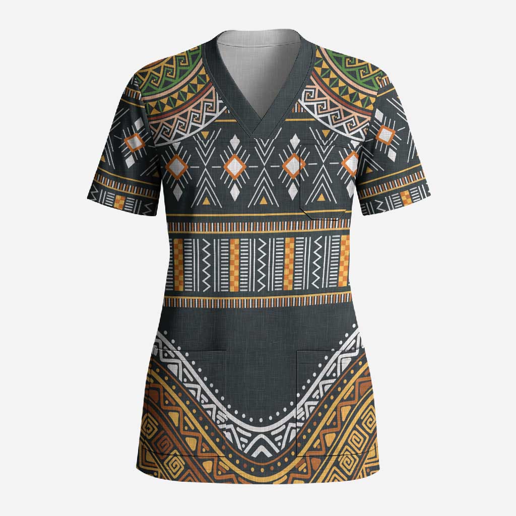 Africa Ethnic Native Pattern Scrub Top