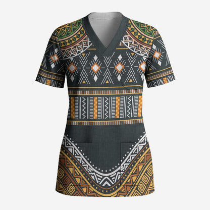 Africa Ethnic Native Pattern Scrub Top