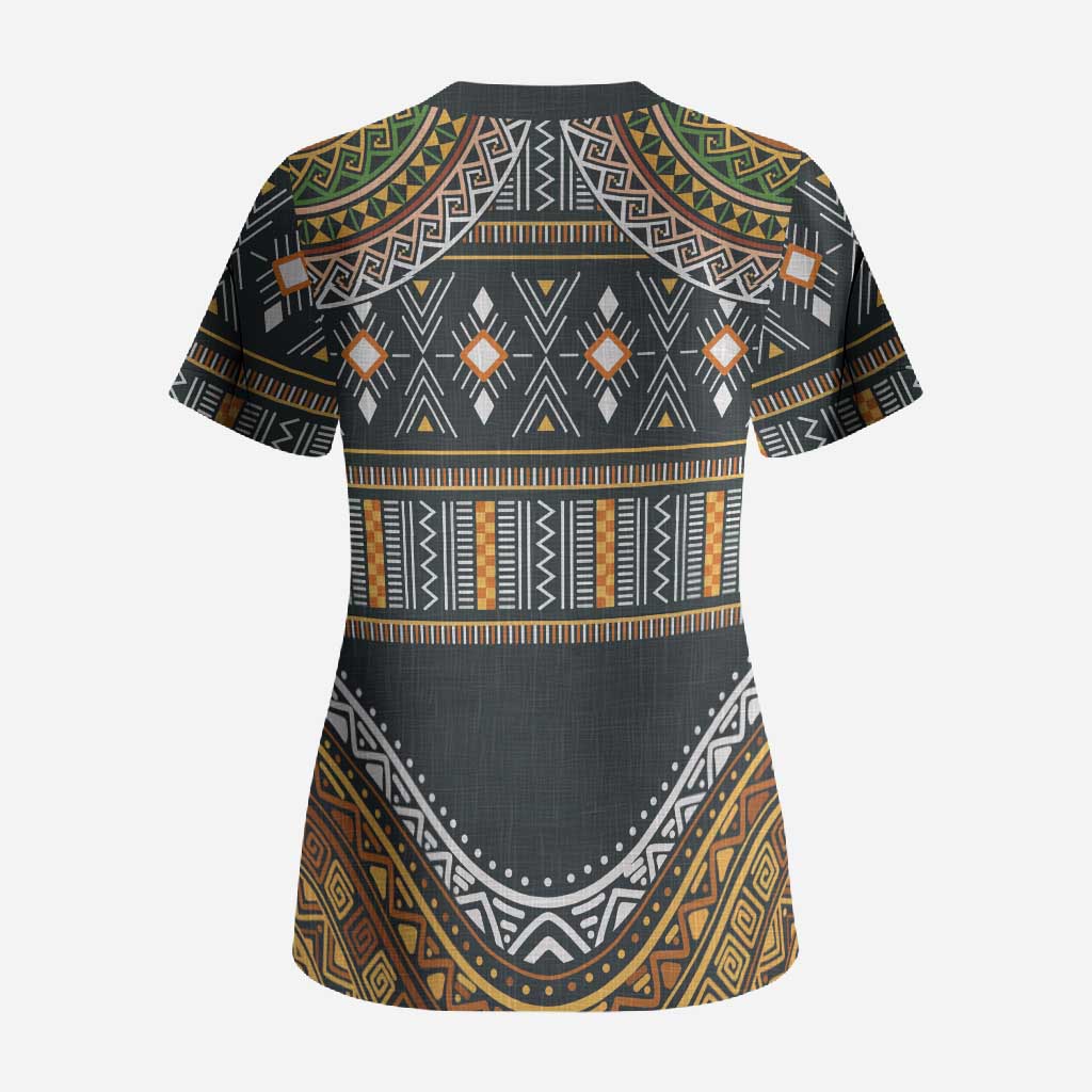 Africa Ethnic Native Pattern Scrub Top