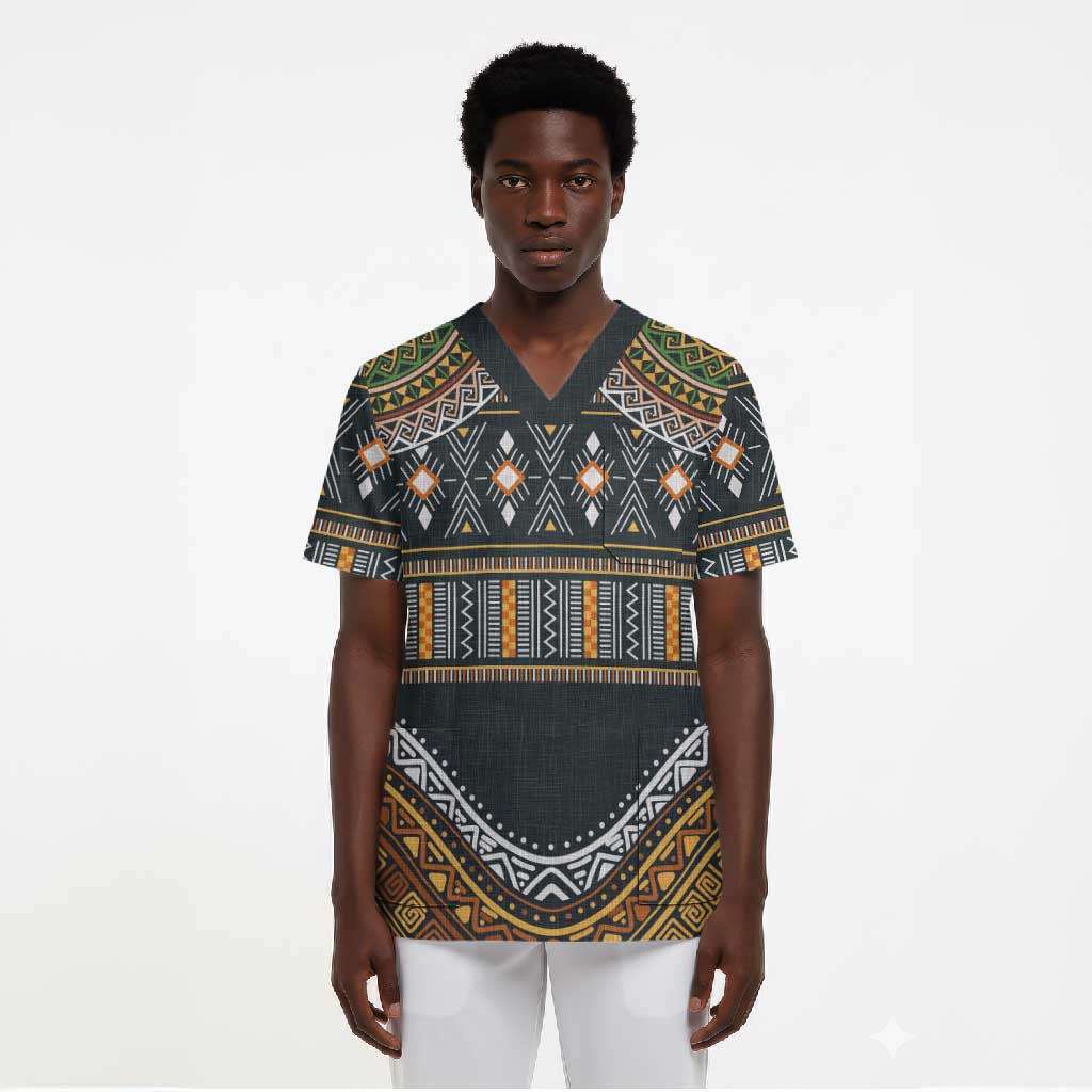 Africa Ethnic Native Pattern Scrub Top