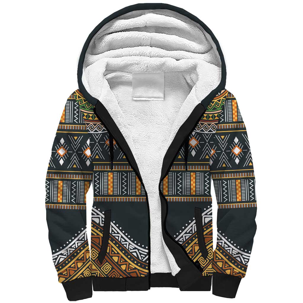 Afro Ethnic Native Pattern Sherpa Hoodie