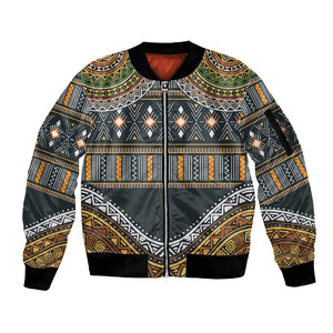 Afro Ethnic Native Pattern Sleeve Zip Bomber Jacket