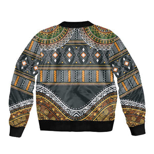 Afro Ethnic Native Pattern Sleeve Zip Bomber Jacket