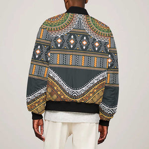 Afro Ethnic Native Pattern Sleeve Zip Bomber Jacket