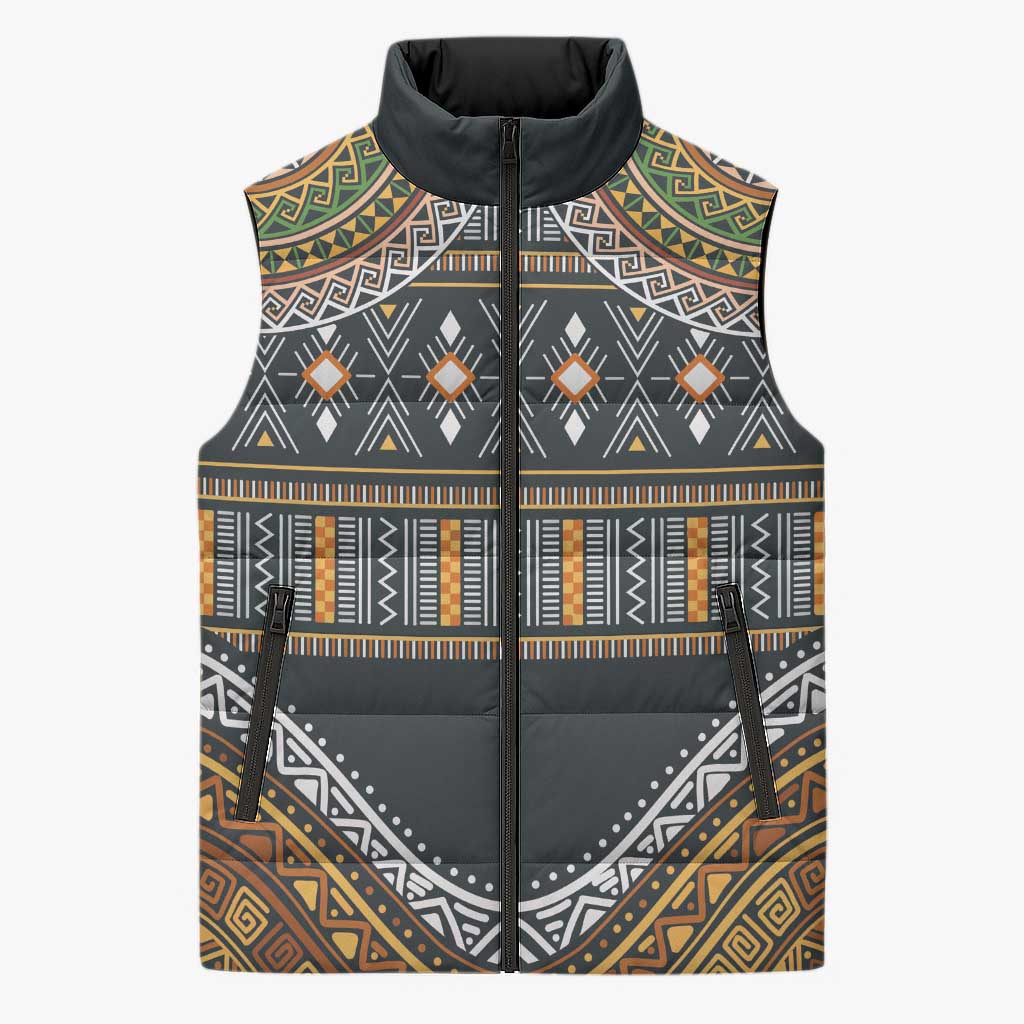 Africa Ethnic Native Pattern Sleeveless Puffer Jacket