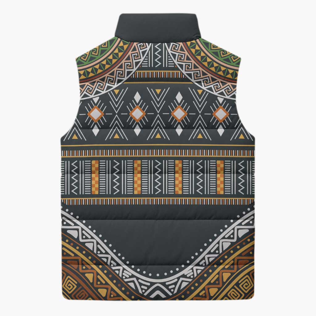 Africa Ethnic Native Pattern Sleeveless Puffer Jacket