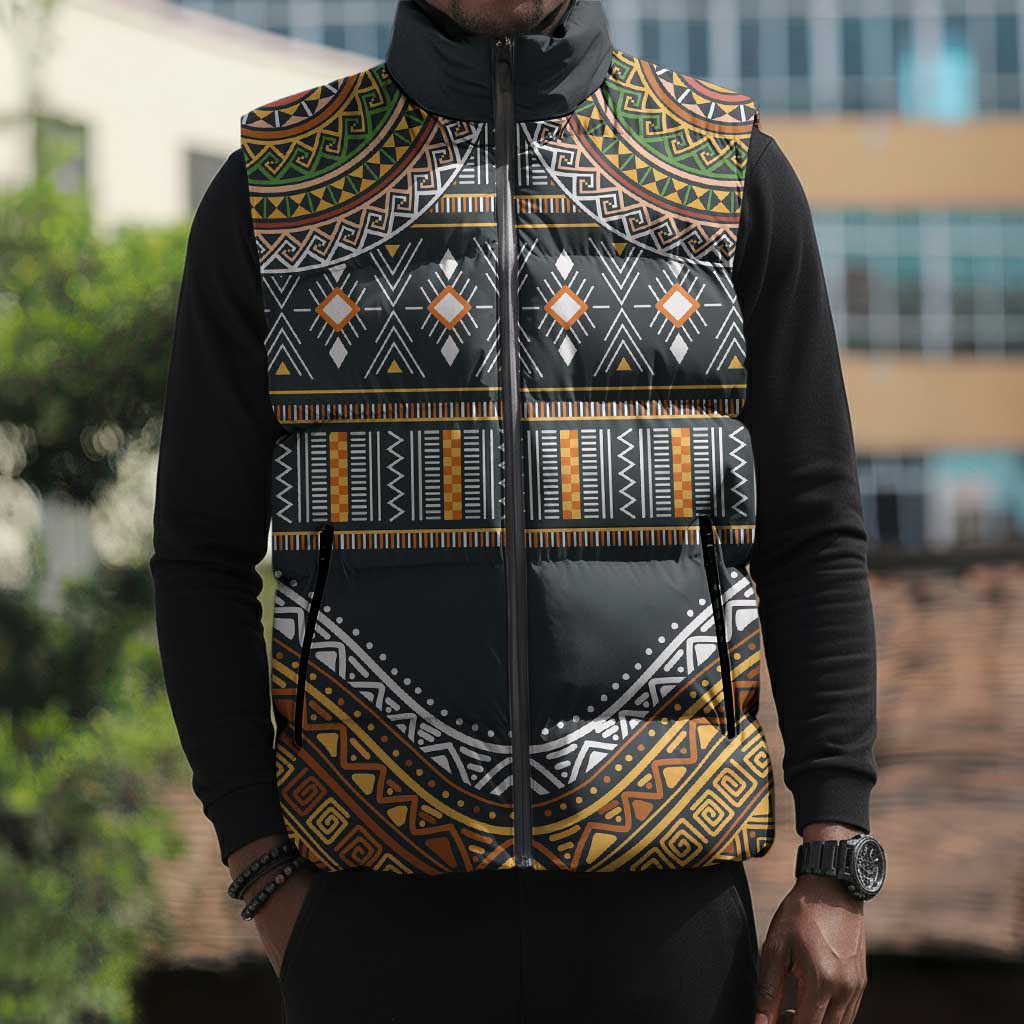 Africa Ethnic Native Pattern Sleeveless Puffer Jacket