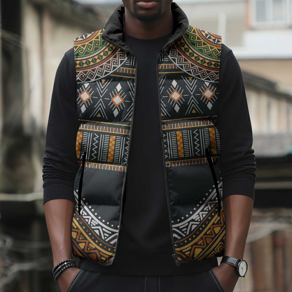 Africa Ethnic Native Pattern Sleeveless Puffer Jacket
