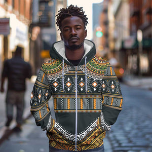 Afro Ethnic Native Pattern Zip Hoodie