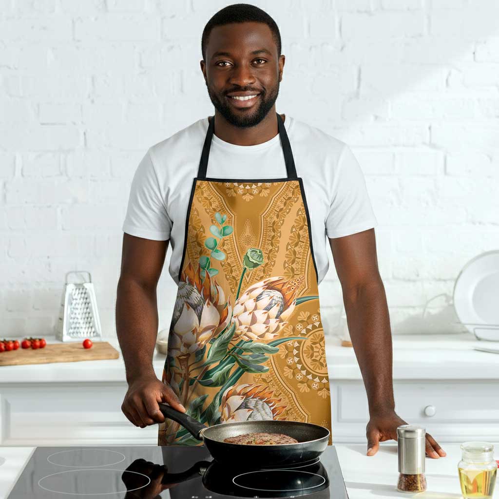 Africa King Proteas Dashiki Motif Apron Gold Style