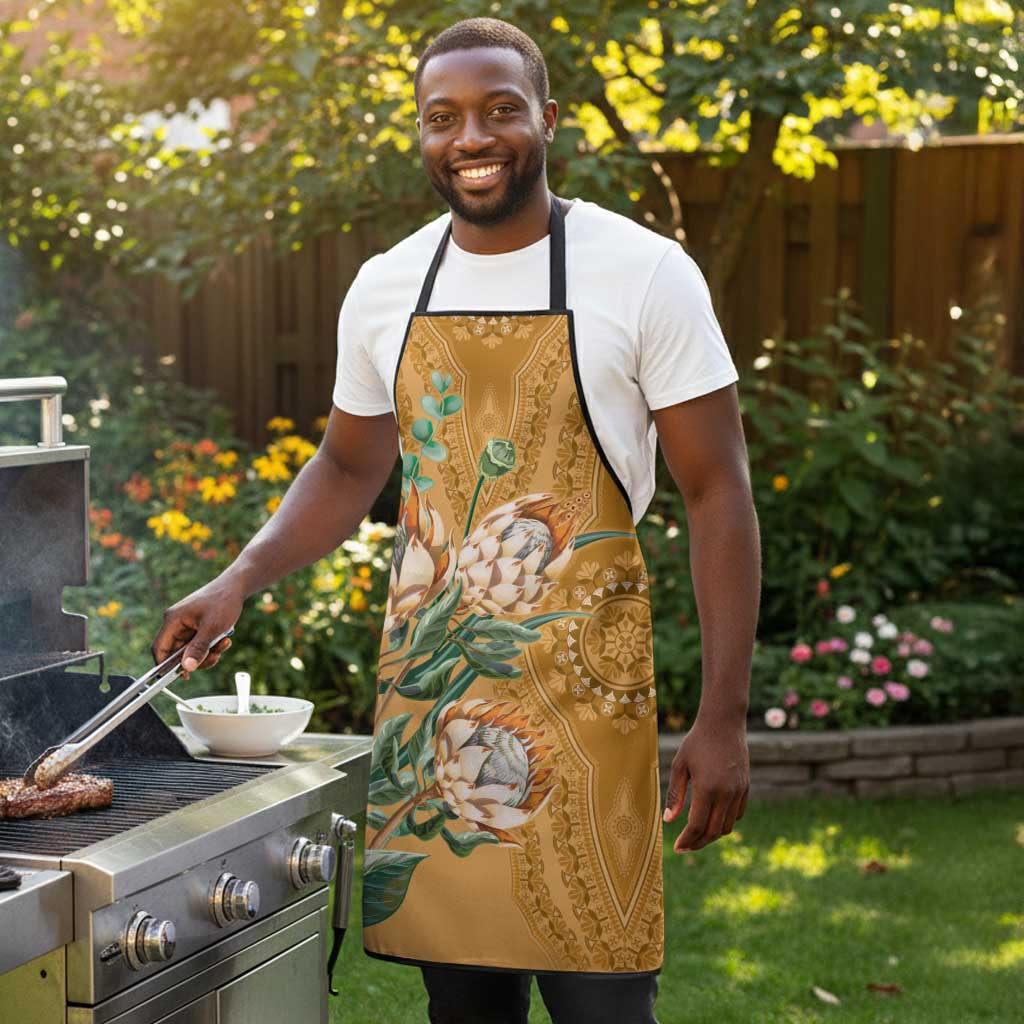 Africa King Proteas Dashiki Motif Apron Gold Style