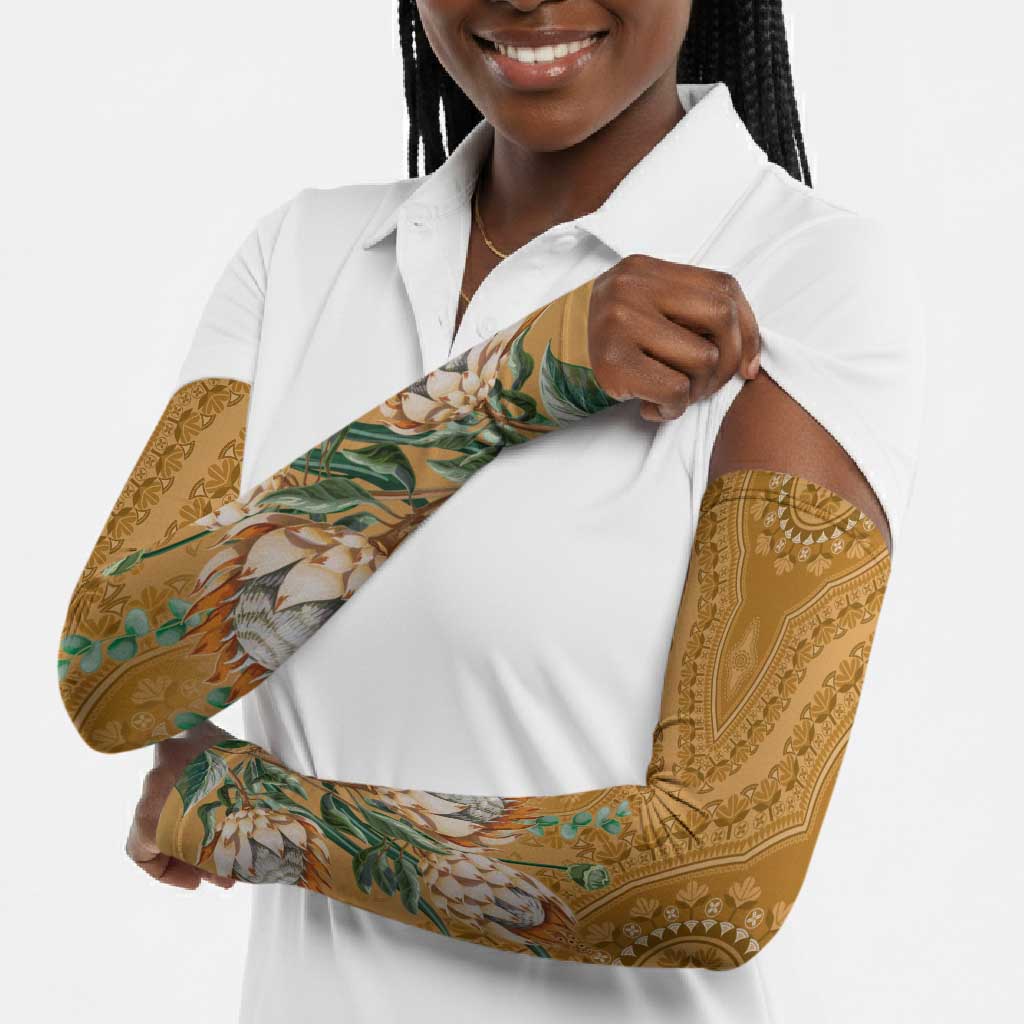 Africa King Proteas Dashiki Motif Arm Sleeves Gold Style