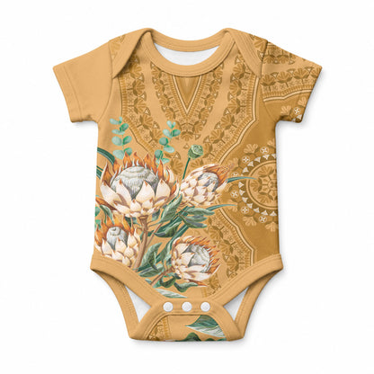 Africa King Proteas Dashiki Motif Baby Onesie Gold Style