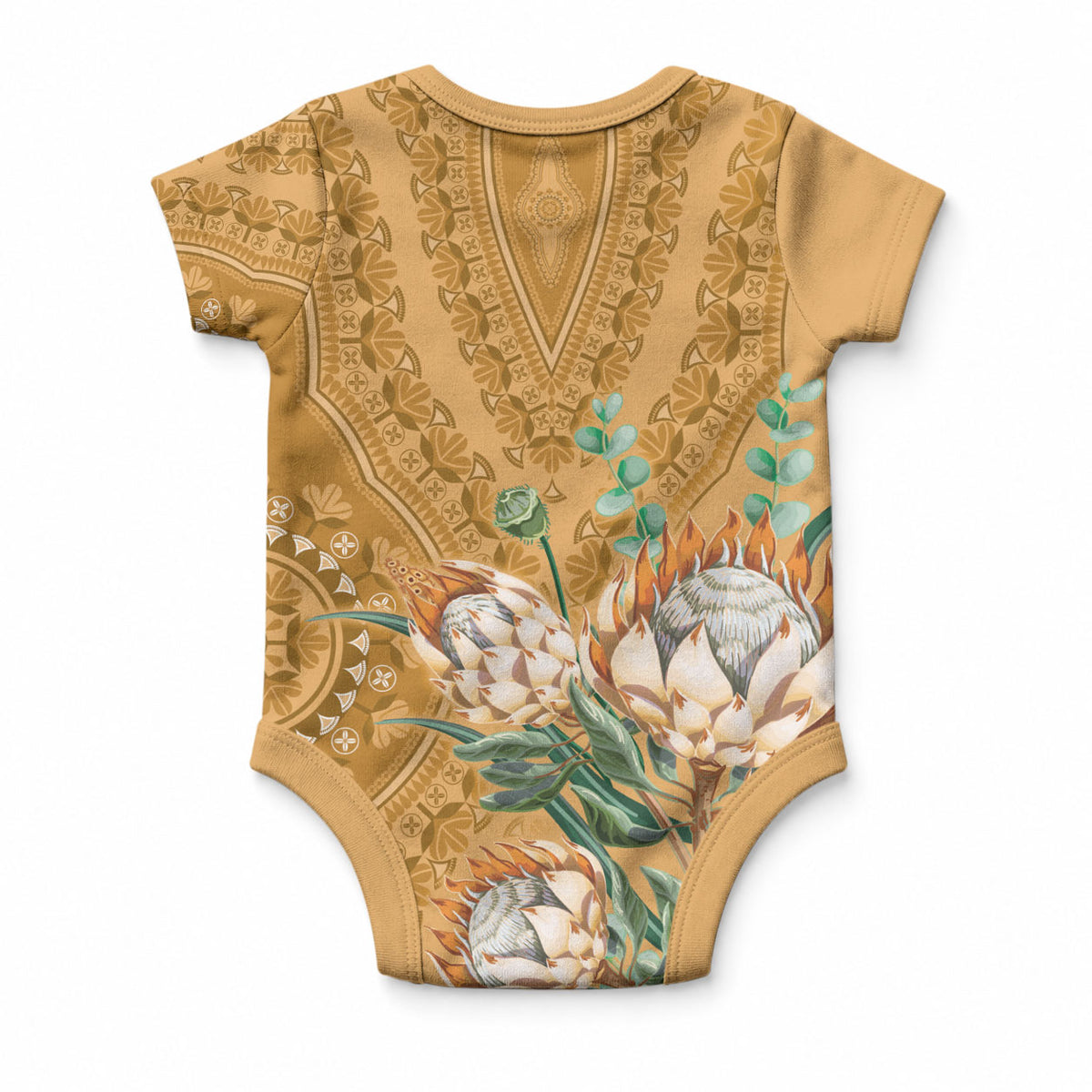 Africa King Proteas Dashiki Motif Baby Onesie Gold Style