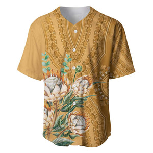 Afro King Proteas Dashiki Motif Baseball Jersey Gold Style