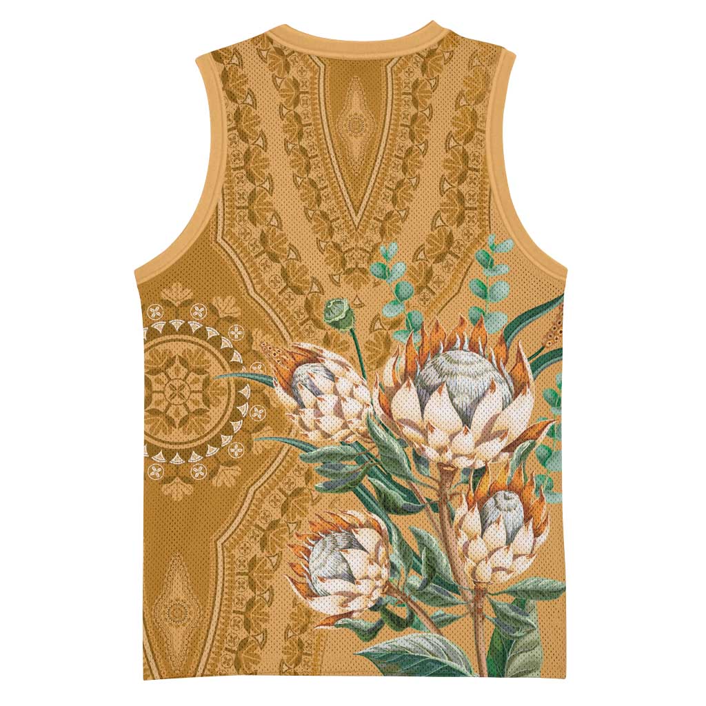 Afro King Proteas Dashiki Motif Basketball Jersey Gold Style LT9