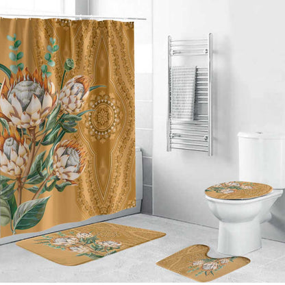 Africa King Proteas Dashiki Motif Bathroom Set Gold Style
