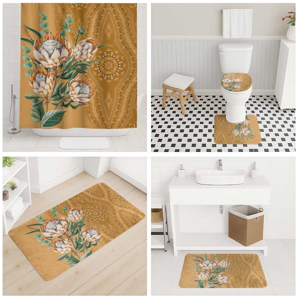 Africa King Proteas Dashiki Motif Bathroom Set Gold Style