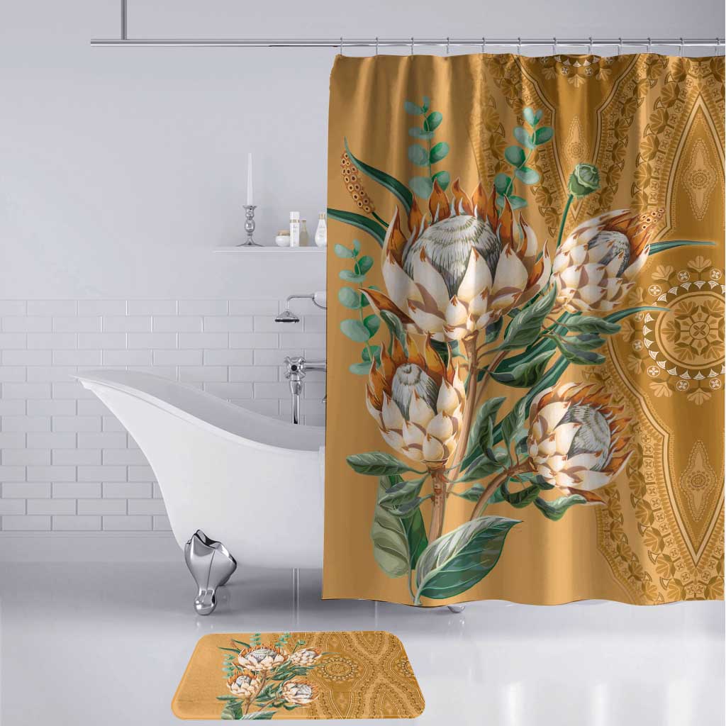 Africa King Proteas Dashiki Motif Bathroom Set Gold Style