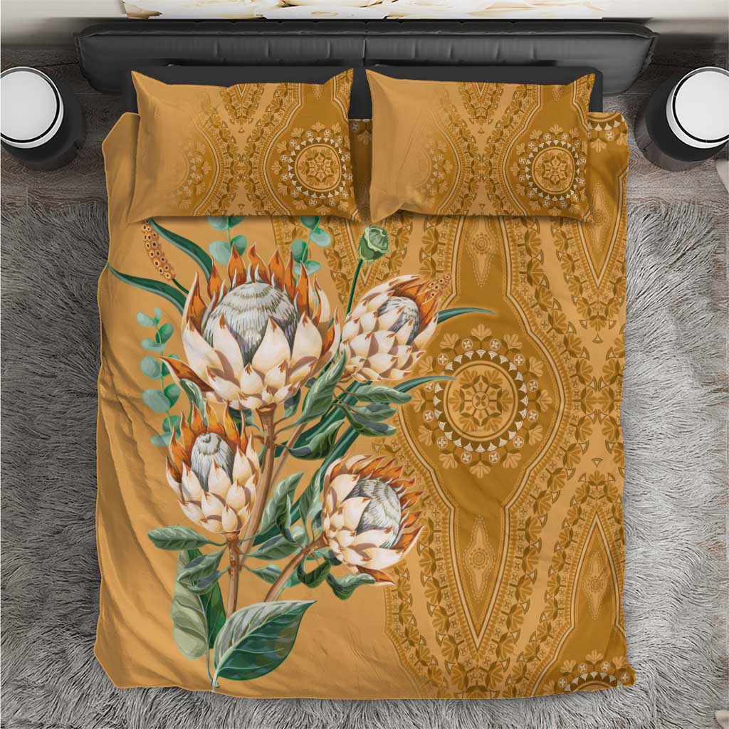 Afro King Proteas Dashiki Motif Bedding Set Gold Style