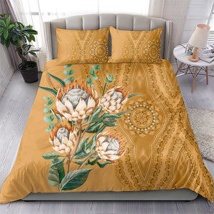 Afro King Proteas Dashiki Motif Bedding Set Gold Style