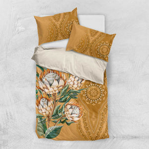 Afro King Proteas Dashiki Motif Bedding Set Gold Style