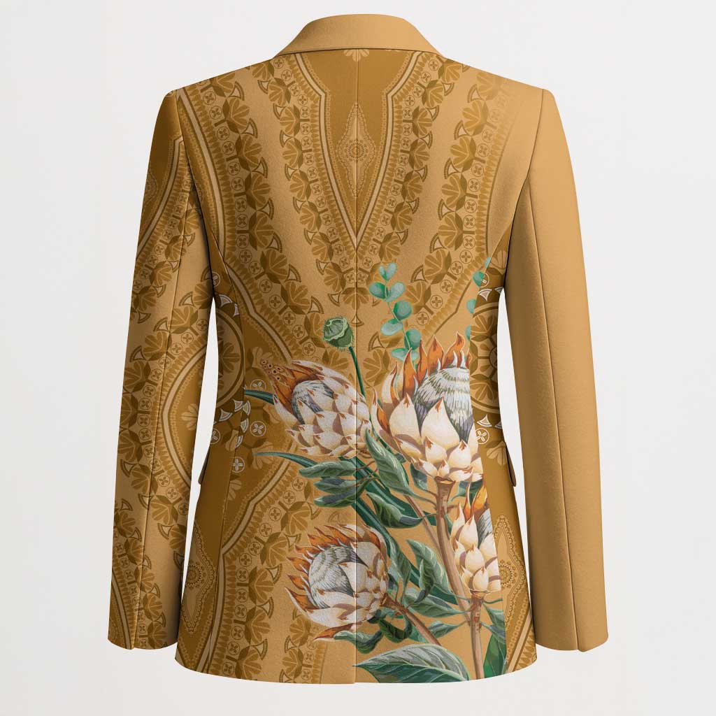 Africa King Proteas Dashiki Motif Blazer Gold Style