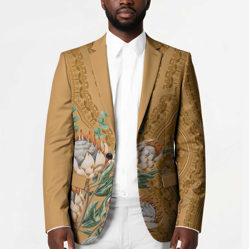 Africa King Proteas Dashiki Motif Blazer Gold Style