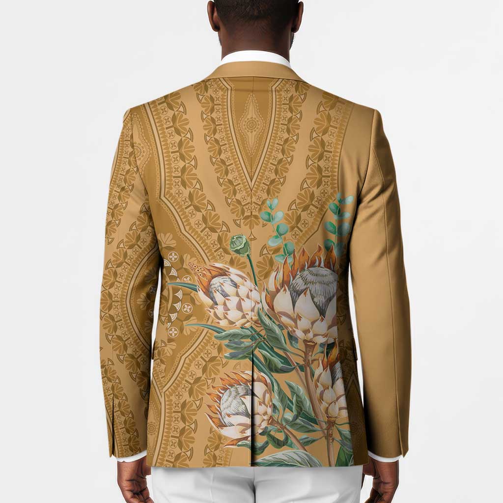 Africa King Proteas Dashiki Motif Blazer Gold Style