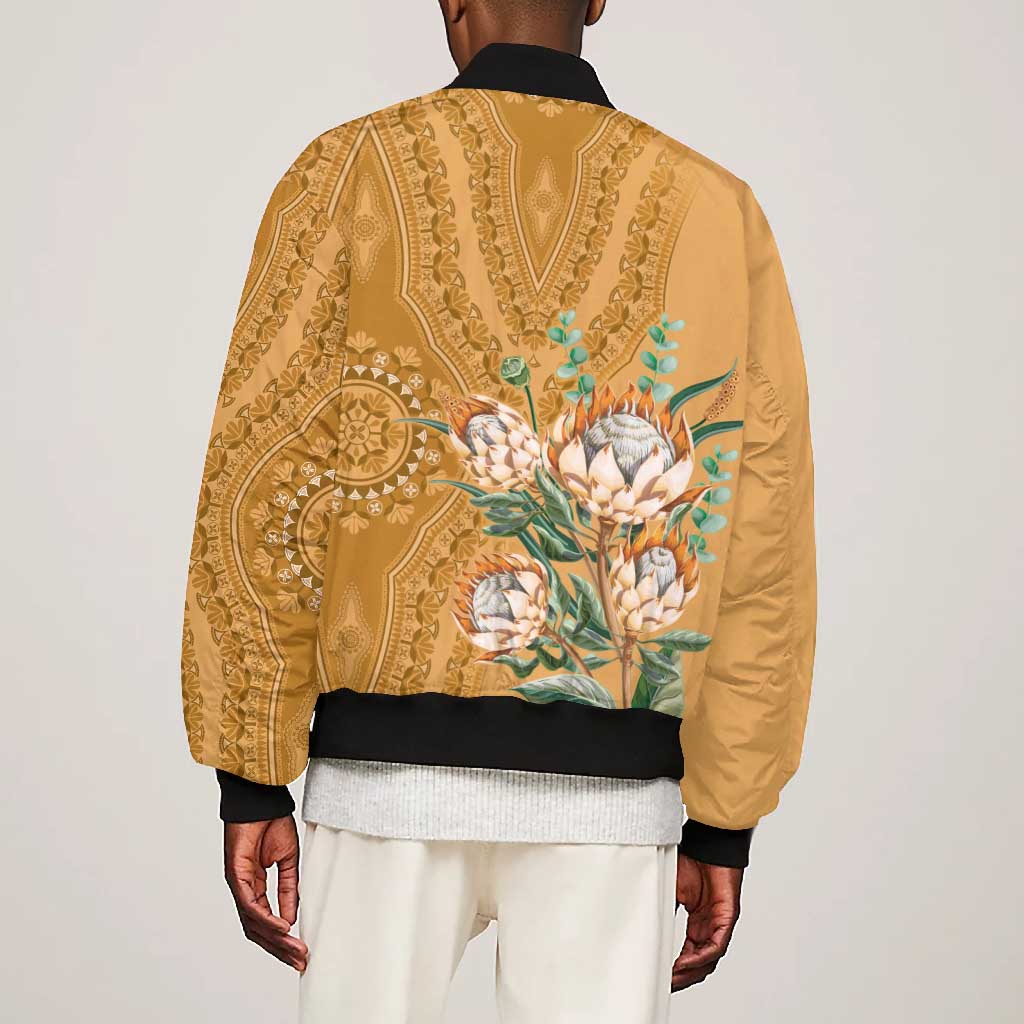 Afro King Proteas Dashiki Motif Bomber Jacket Gold Style