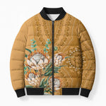 Africa King Proteas Dashiki Motif Bomber Puffer Jacket Gold Style