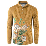 Africa King Proteas Dashiki Motif Button Sweatshirt Gold Style
