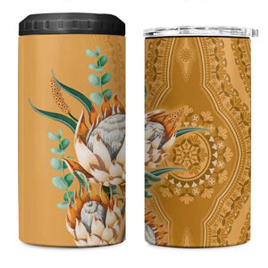 Afro King Proteas Dashiki Motif 4 in 1 Can Cooler Tumbler Gold Style