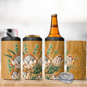 Afro King Proteas Dashiki Motif 4 in 1 Can Cooler Tumbler Gold Style