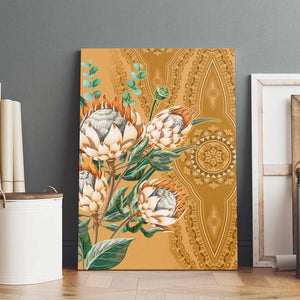 Afro King Proteas Dashiki Motif Canvas Wall Art Gold Style