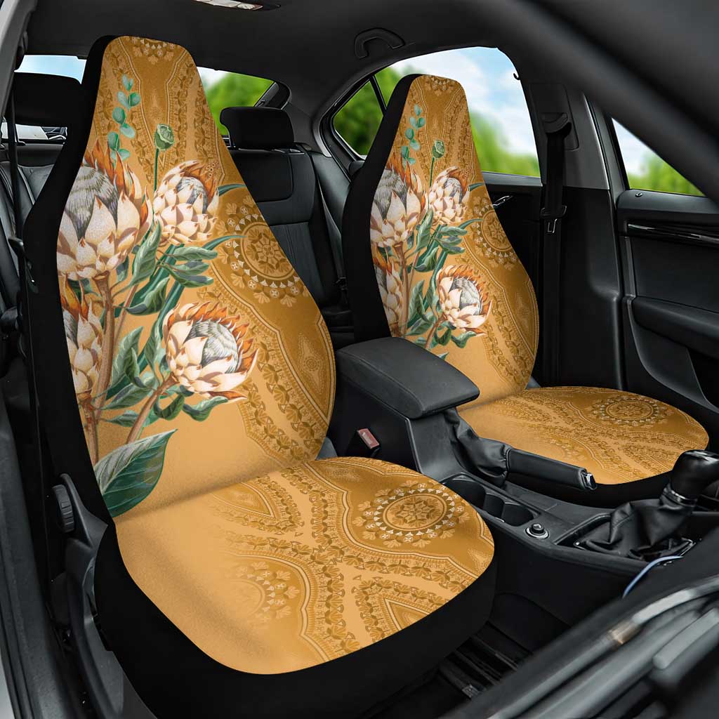 Afro King Proteas Dashiki Motif Car Seat Cover Gold Style