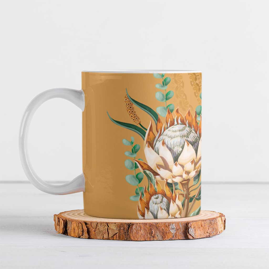 Africa King Proteas Dashiki Motif Ceramic Mug Gold Style