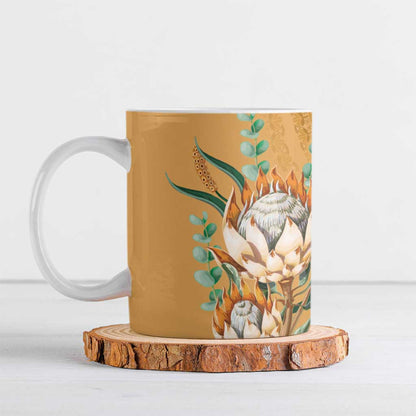 Africa King Proteas Dashiki Motif Ceramic Mug Gold Style