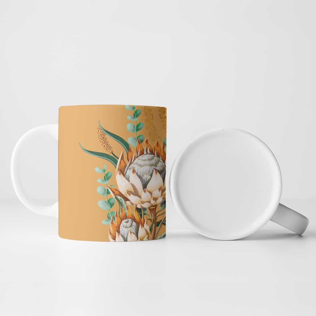 Africa King Proteas Dashiki Motif Ceramic Mug Gold Style
