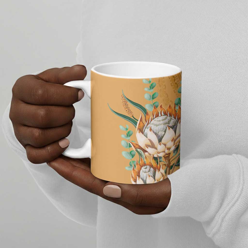 Africa King Proteas Dashiki Motif Ceramic Mug Gold Style