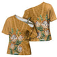 Africa King Proteas Dashiki Motif Cross Shoulder Shirt Gold Style