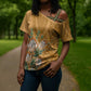 Africa King Proteas Dashiki Motif Cross Shoulder Shirt Gold Style