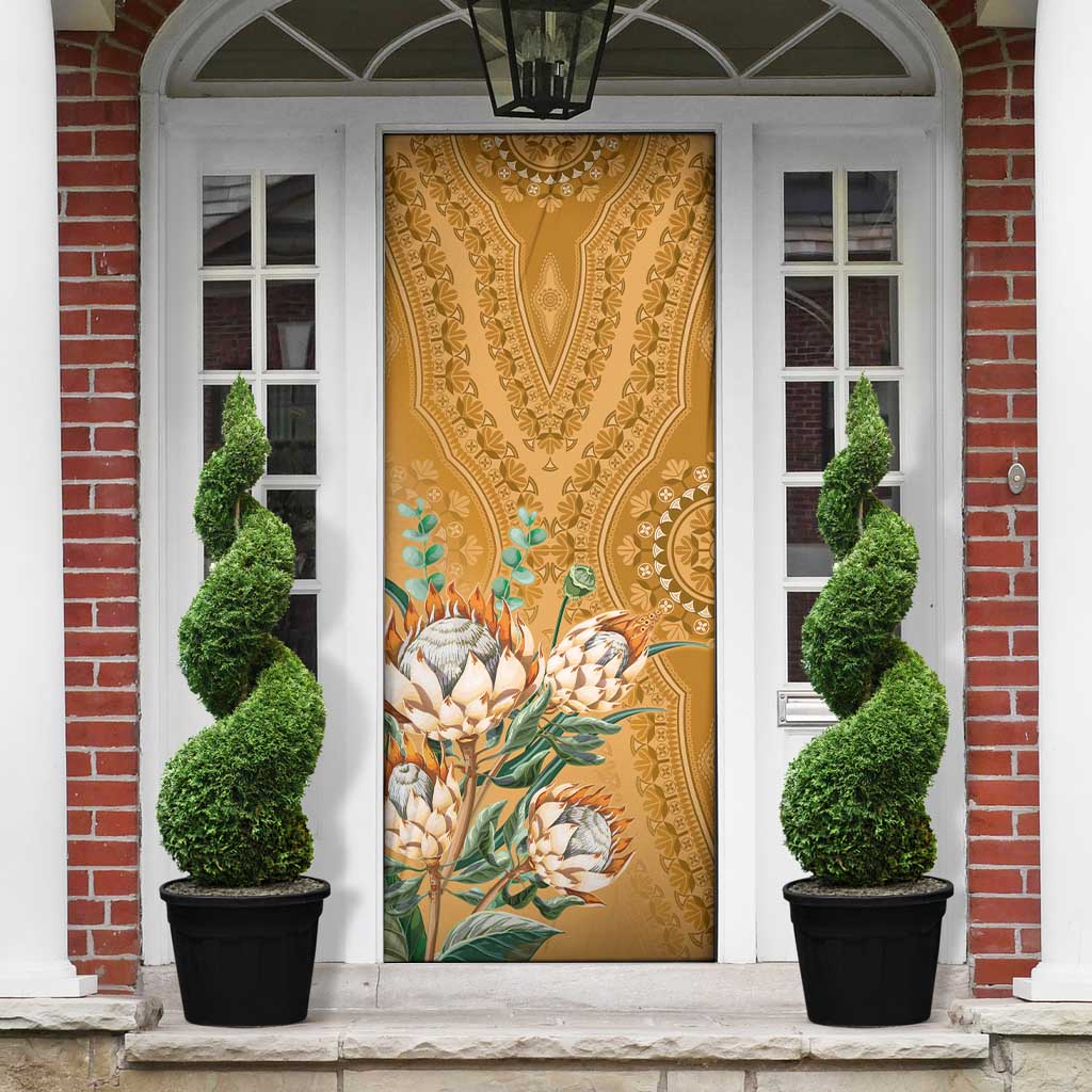 Africa King Proteas Dashiki Motif Door Cover Gold Style