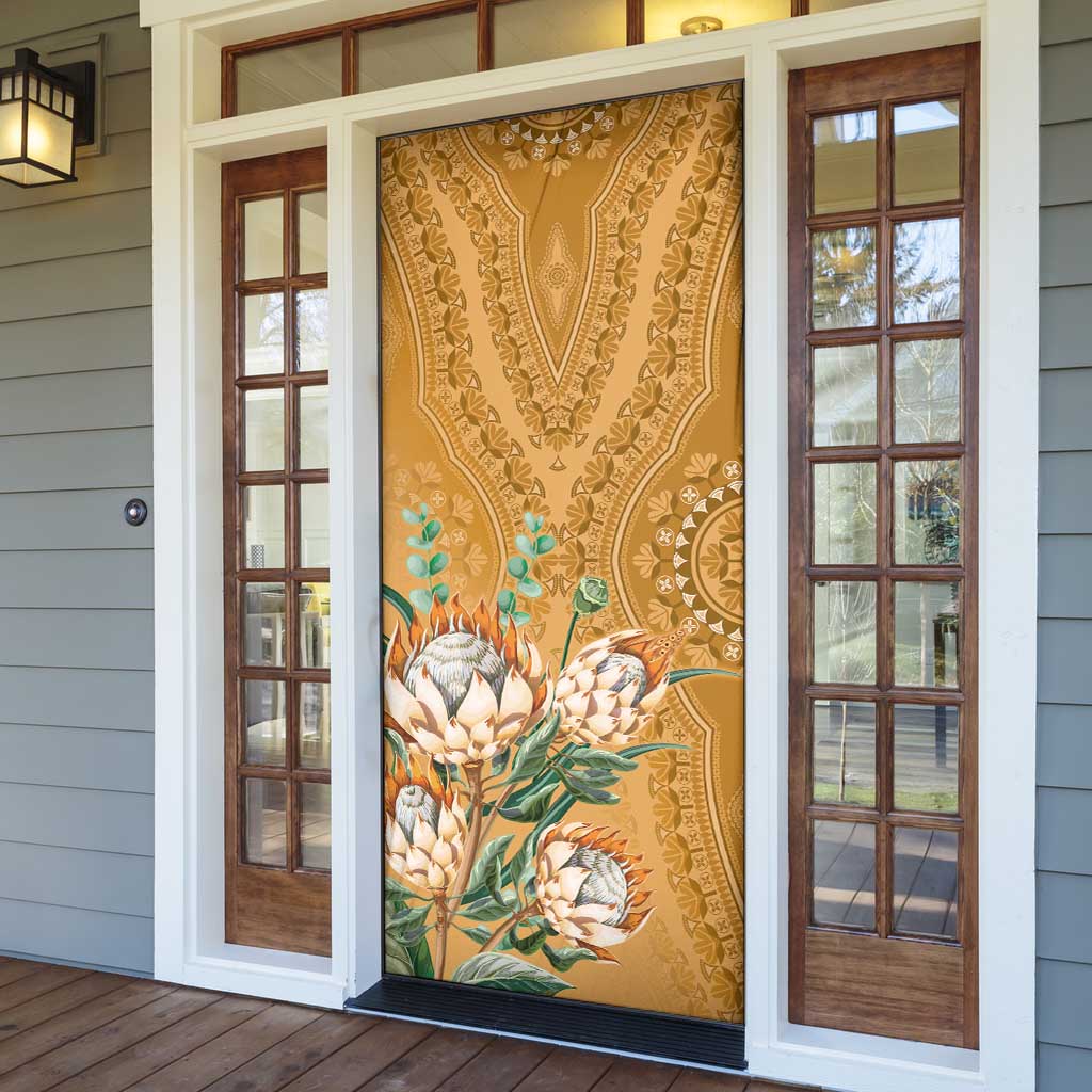 Africa King Proteas Dashiki Motif Door Cover Gold Style