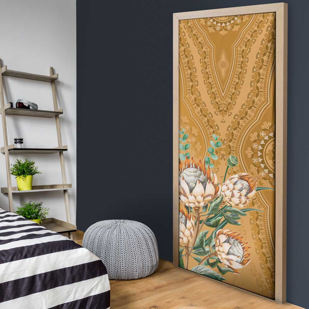 Africa King Proteas Dashiki Motif Door Cover Gold Style