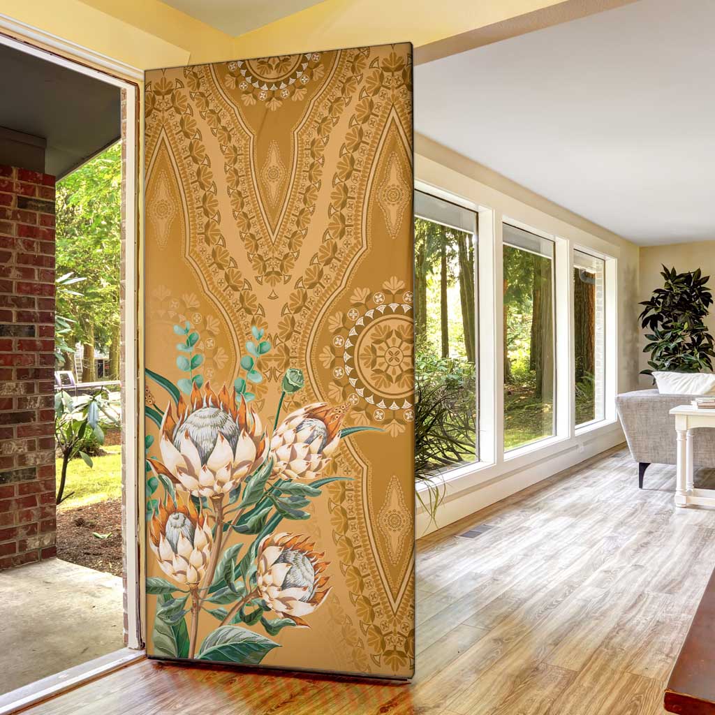 Africa King Proteas Dashiki Motif Door Cover Gold Style