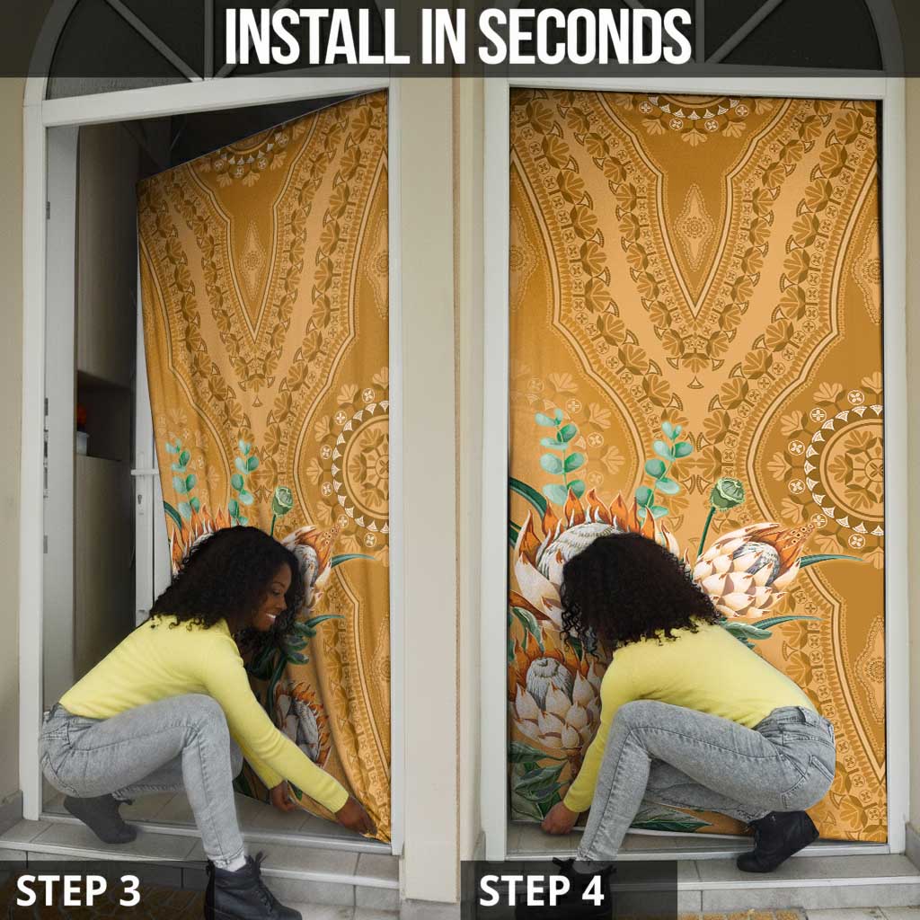Africa King Proteas Dashiki Motif Door Cover Gold Style
