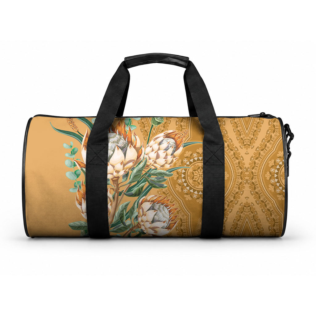 Africa King Proteas Dashiki Motif Duffle Bag Gold Style